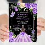 Convites Lavanda lilás cores prateadas roxas Quinceanera<br><div class="desc">Lilac lavanda cor prateada roxa Quinceanera Butterfly Convite Mis Quince Anos,  15 Birthday</div>