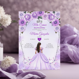 Convites Lavanda Mis Quince 15 Anos Coroa Quinceañera