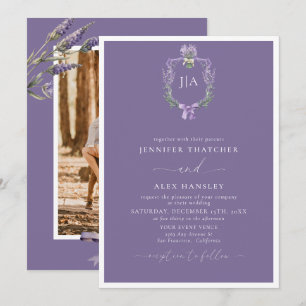 Convites Lavanda Moderna Floral Casamento de Fotografia d
