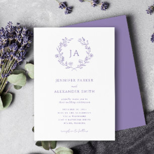 Convites Lavanda Monograma Wedding