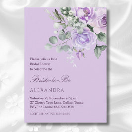 Convites Lavanda Peony Watercolor Chá de panela Floral