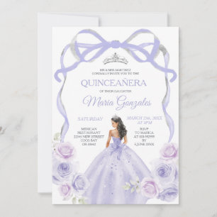 Convites Lavanda Princesa Arco Roxo Silver Quinceañera