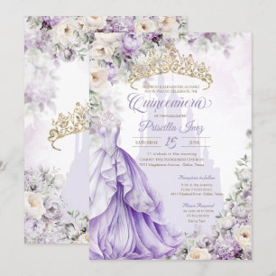 Convites Lavanda Princesa Roxa Fairytale Quinceañera