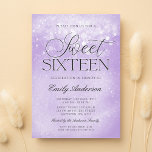 Convites Lavanda Purple Sparkle Sweet 16<br><div class="desc">Este convite 16 roxo,  roxo e lavanda moderno,  apresenta um brilho de tendências e fontes elegantes de script. Um convite glamouroso que você pode editar usando as ferramentas de modelo on-line.</div>