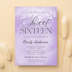 Convites Lavanda Purple Sparkle Sweet 16