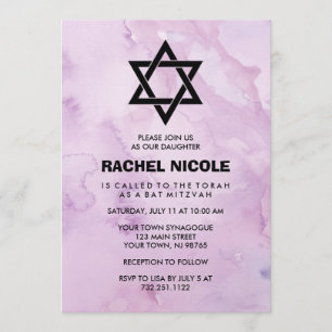 Convites Lavanda Purple Watercolor - Veja Bat Mitzvah