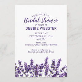 Convites Lavanda púrpura Chá de casamento do ventilador