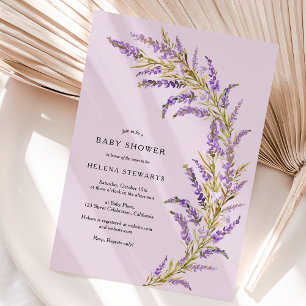 Convites Lavanda Queda chá de fraldas de aquarela floral