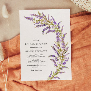 Convites Lavanda Queda chá de panela de aquarela floral