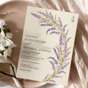 Convites Lavanda Queda outono floral casado com aquarela fl