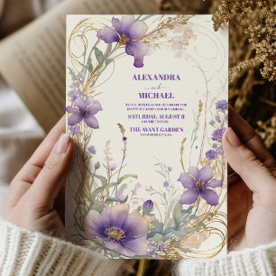 Convites Lavanda Queda outono floral casado com aquarela fl