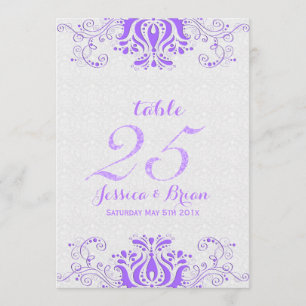Convites Lavanda Renda e Número de Mesa de Casamento Branco