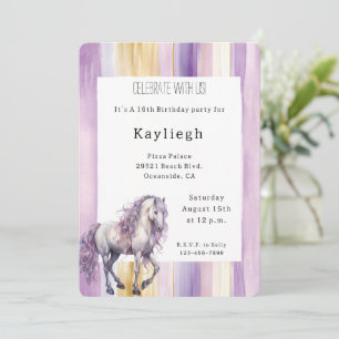 Convites Lavanda Romântica, Cavalo Branco, Strike Aniversár
