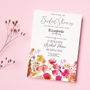 Convites Lavanda rosa Chá de panela roxa de flor silvestre