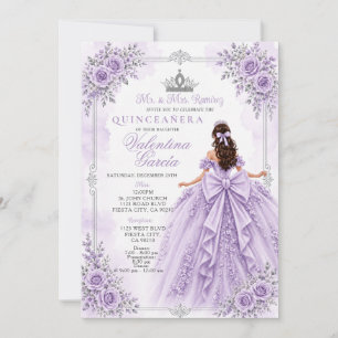 Convites Lavanda Rosa Floral Quinceañera