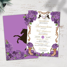 Convites Lavanda Rosas Roxos Western Charro Quinceanera