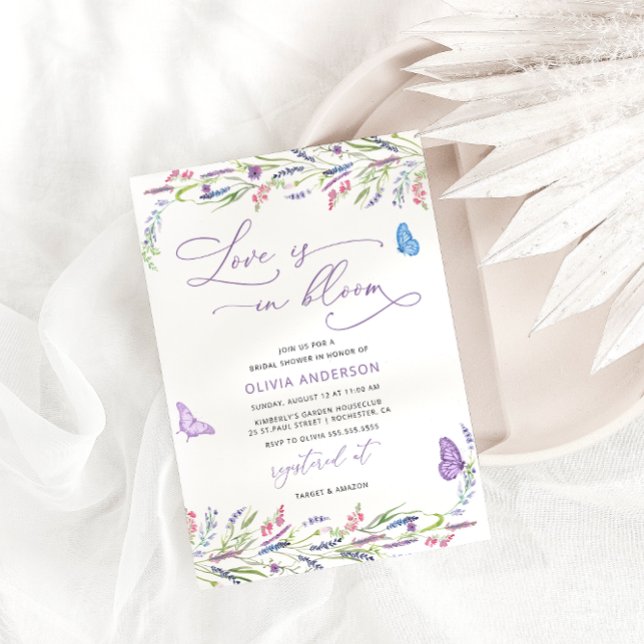 Convites Lavanda Roxa Apaixonada pelo Chá de panela de Sang (Criador carregado)