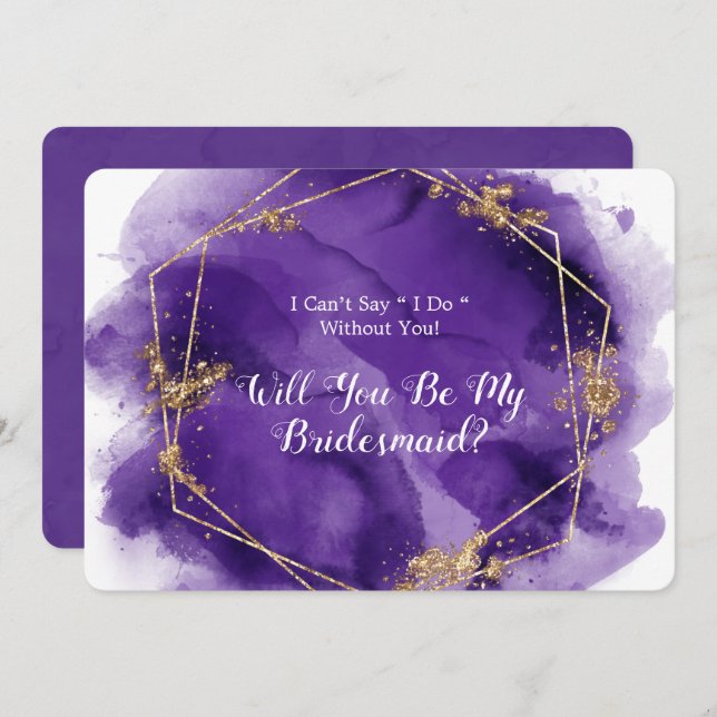 Convites Lavanda Roxa Dourada Você Será Minha Porta-Pontas (Frente/Verso)