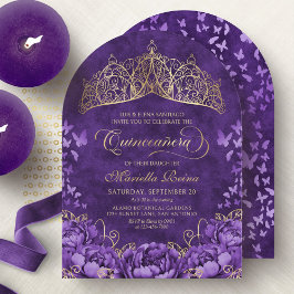 Convites Lavanda Roxa Floral Tiara Quinceanera