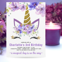 Lavanda Roxa Floral Unicorn Birthday Barty