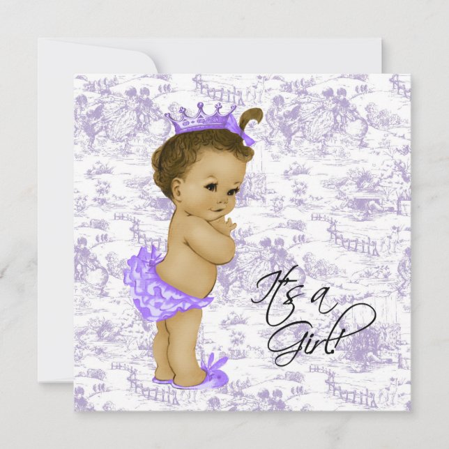 Convites Lavanda Roxo, Chá de Bebê-Bebê (Frente)