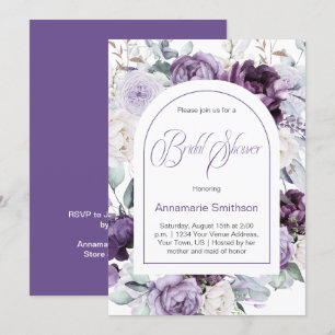 Convites Lavanda, Roxo, Chá de panela Branca  