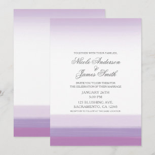 Convites Lavanda Roxo e Branco Casamento com Aquarela Moder