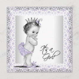 Convites Lavanda Roxo e Cinza Bebê Chá