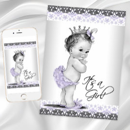 Convites Lavanda Roxo e Cinza Bebê Chá