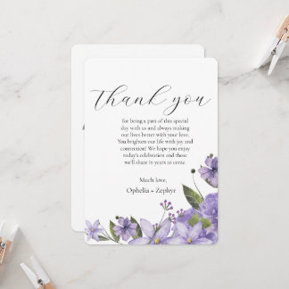 Convites Lavanda roxo floral 50º casamento Obrigado