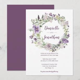 Convites Lavanda Roxo Roxo Floral Casamento  