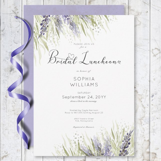 Convites Lavanda Russa e Almoço Sage Bridal (Rustic Lavender & Sage Bridal Luncheon Invitation)