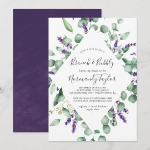 Convites Lavanda russa e Eucalyptus Brunch e Bubble