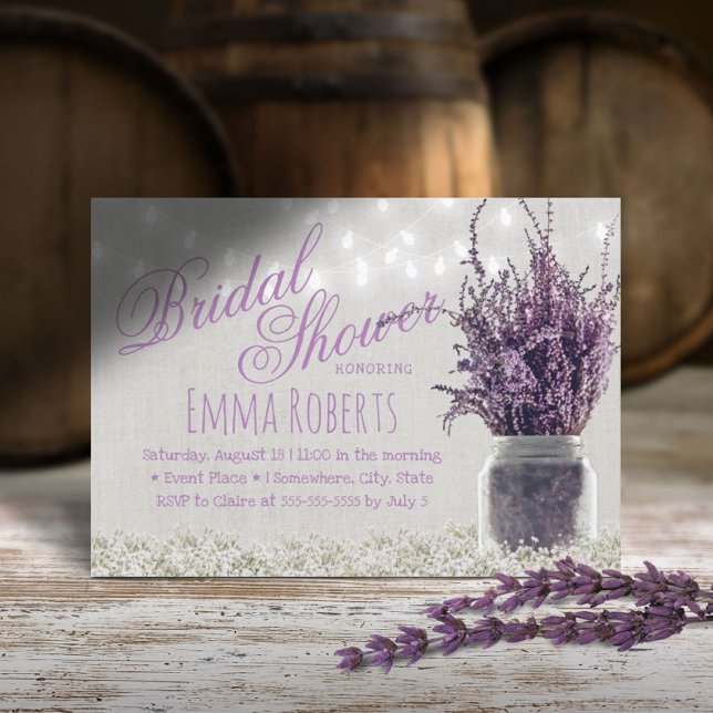 Convites Lavanda russa Floral Mason Jar Chá de panela (Criador carregado)