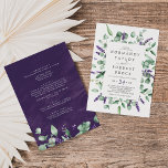 Convites Lavanda Rústica E Eucalyptus Tudo Em Um Casamento<br><div class="desc">Esta lavanda rústica e eucalipto todos em um convite de casamento é perfeita para um simples e elegante casamento ao ar livre. O design floral apresenta folhas de cor aquosa de eucalipto e verde com espinhos de flores silvestres roxas. Salve o papel, incluindo os detalhes na parte traseira do convite...</div>