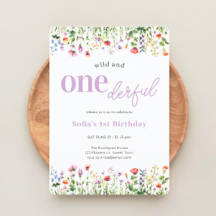 Convites Lavanda Selvagem Onederful Flor Silvestre 1º Anive