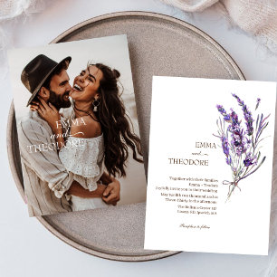 Convites Lavanda Simples Belo Casamento Floral