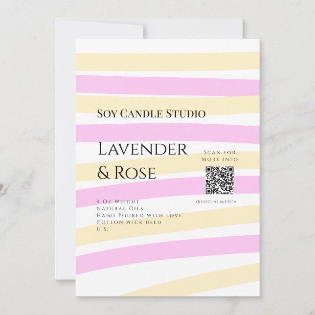 Convites Lavanda soy candela com rosa adicione q r código t (Frente)