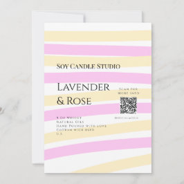 Convites Lavanda soy candela com rosa adicione q r código t