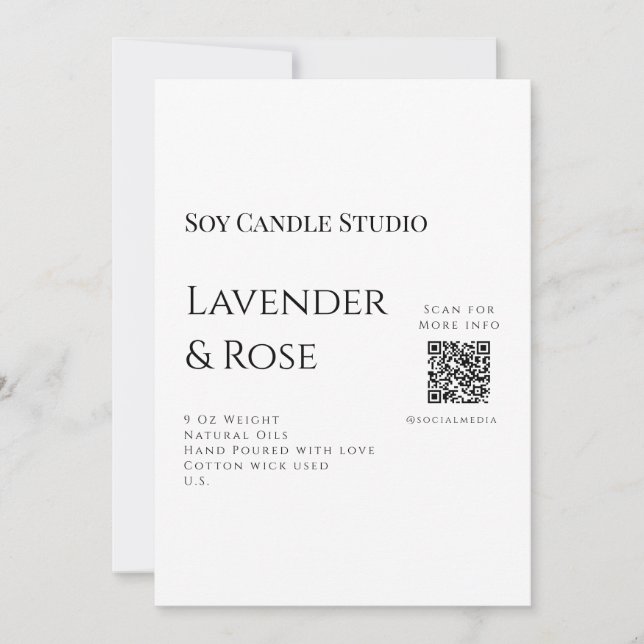 Convites Lavanda soy candela com rosa adicione q r código t (Frente)