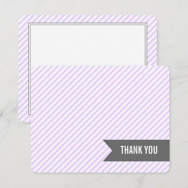 Convites Lavanda Stripes Flat Obrigado Notas (Frente/Verso)