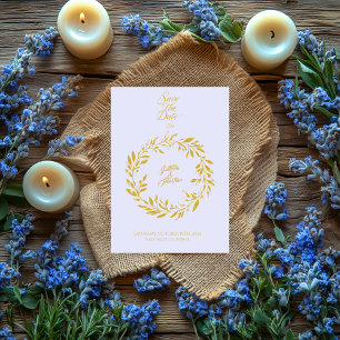 Convites Lavanda Suave e Círculo Dourado Salvar o Casamento