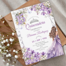 Lavanda Tiara Floral de Prata Quinceañera
