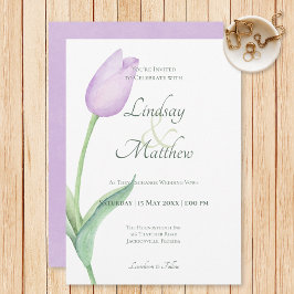 Convites Lavanda Tulip Solo Purple Modern Casamento