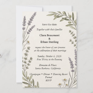 Convites Lavanda Verde Oliva Botânica Save The Date An