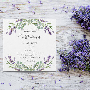 Convites Lavanda verde violeta floral floral luxuoso casame