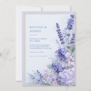 Convites Lavanda Vinca Dourado Quadro Duplo Casamento