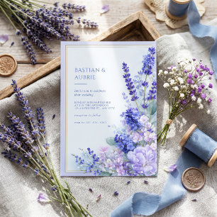 Convites Lavanda Vinca Dourado Quadro Duplo Casamento