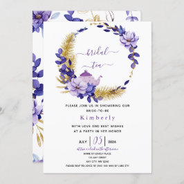 Convites Lavanda violeta e douradaChá de noiva