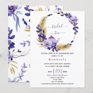 Convites Lavanda violeta e GoldChá de noiva